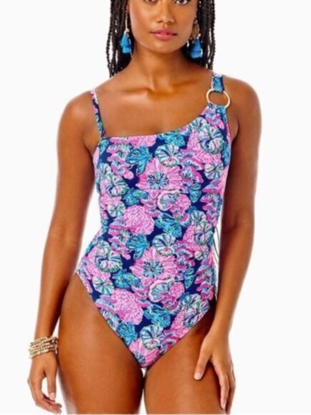Lilly Pulitzer Leola One-Piece Swimsuit in Bay Navy Shroom With a View